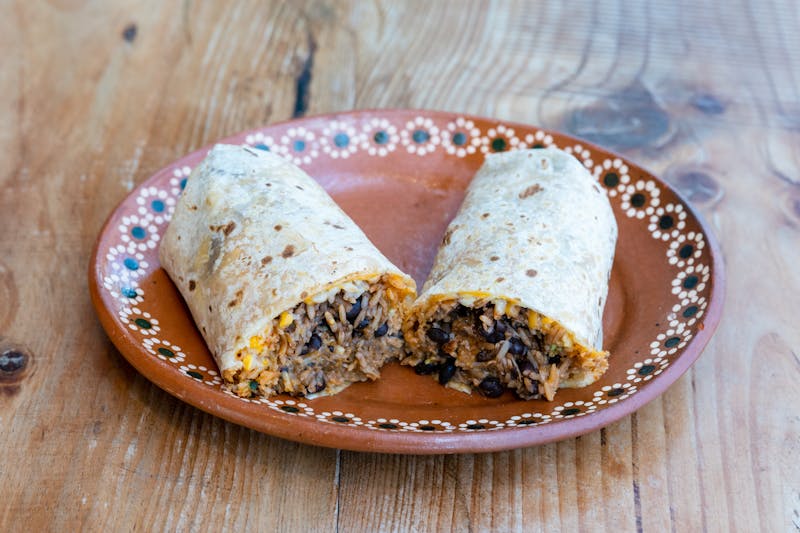 Slow-cooked pulled beef burrito