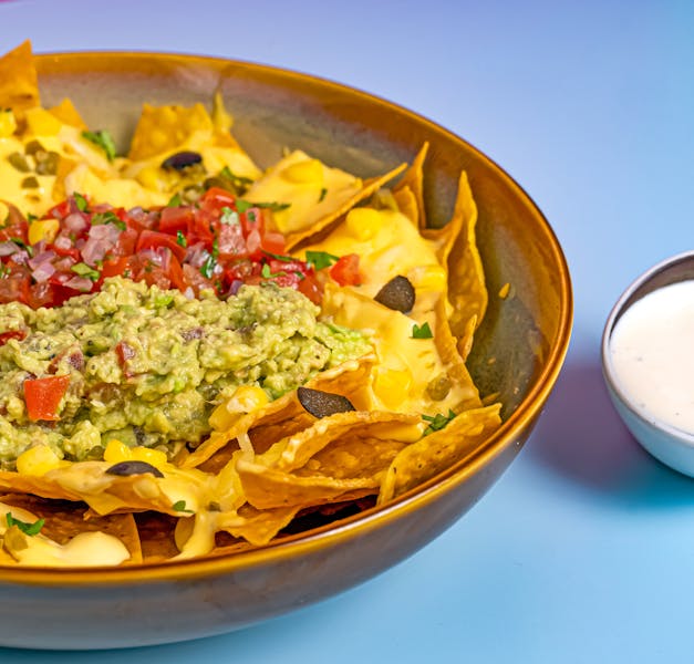 Classic loaded nachos with cheese and jalapeños