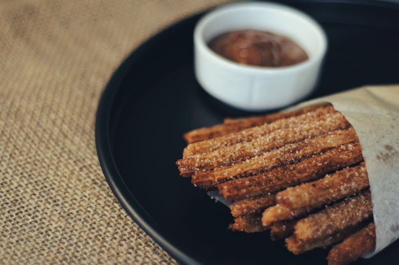 Cinnamon sugar churros with chocolate dipping sauce